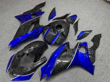 Purchase 2017-2025 Glossy Forged Carbon Fiber Style Blue Yamaha R6 Motorcycle Fairings UK