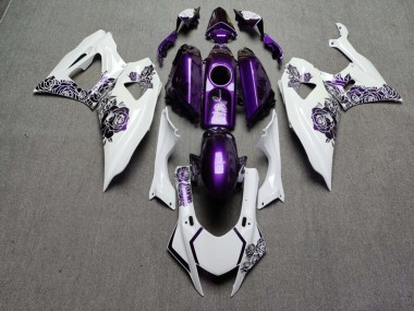 Purchase 2021-2024 Glossy White & Purple Roses Yamaha R7 Motorcycle Fairings UK