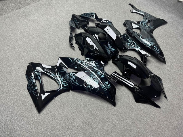 Purchase 2021-2024 Glossy Black with Teal Dragon Yamaha R7 Motorcycle Fairings UK