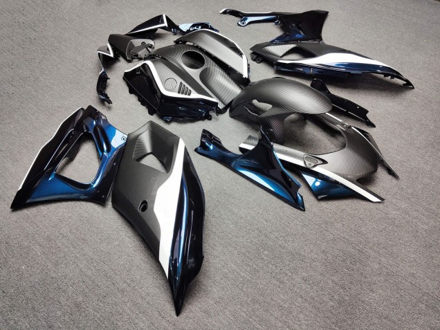 Purchase 2021-2024 Blue Iridescent & White with Carbon Fiber Style Yamaha R7 Motorcycle Fairings UK