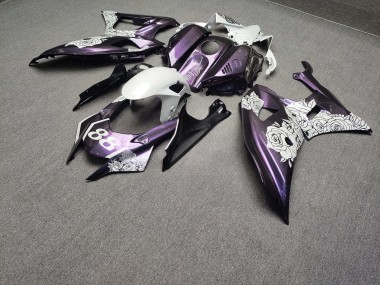 Purchase 2021-2024 Glossy Purple Chameleon Carbon Fiber Style White Roses Yamaha R7 Motorcycle Fairings UK