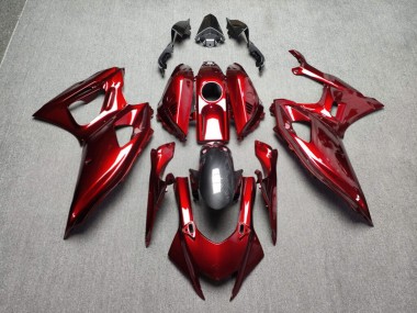 Purchase 2021-2024 Glossy Candy Red & Carbon Fiber Style Yamaha R7 Motorcycle Fairings UK
