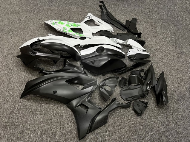 Purchase 2021-2024 Matte Black White with Green Cherry Blossom Split Yamaha R7 Motorcycle Fairings UK