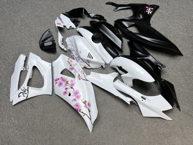 Purchase 2021-2024 Matte Black White with Pink Cherry Blossom Split Yamaha R7 Motorcycle Fairings UK