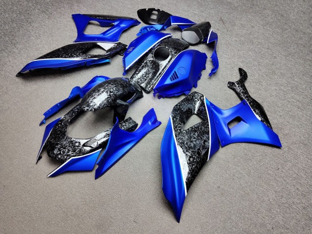Purchase 2021-2024 Matte Blue White Glossy Forged Carbon Fiber Style Yamaha R7 Motorcycle Fairings UK