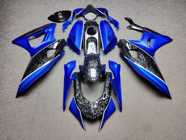 Purchase 2021-2024 Matte Blue White Glossy Forged Carbon Fiber Style Yamaha R7 Motorcycle Fairings UK
