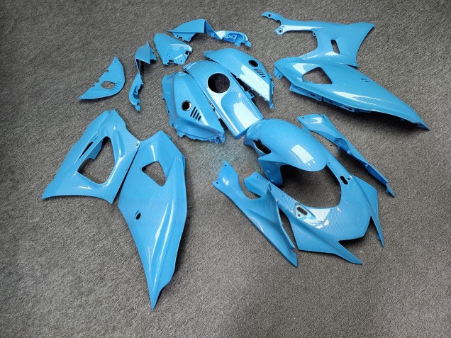 Purchase 2021-2024 Glossy Light Blue Carbon Fiber Style Yamaha R7 Motorcycle Fairings UK