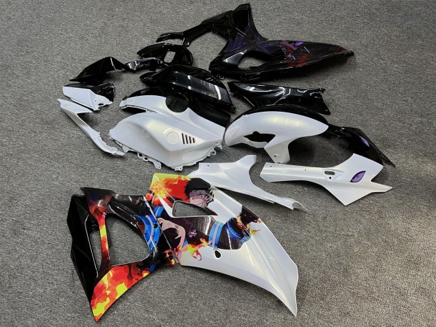 Purchase 2021-2024 Glossy White Black Metallic Anime Split Yamaha R7 Motorcycle Fairings UK