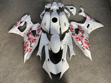 Purchase 2021-2024 Glossy White with Pink Cherry Blossom Yamaha R7 Motorcycle Fairings UK