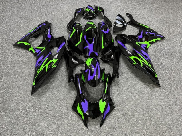 Purchase 2021-2024 Glossy Black Purple Green Camo Yamaha R7 Motorcycle Fairings UK
