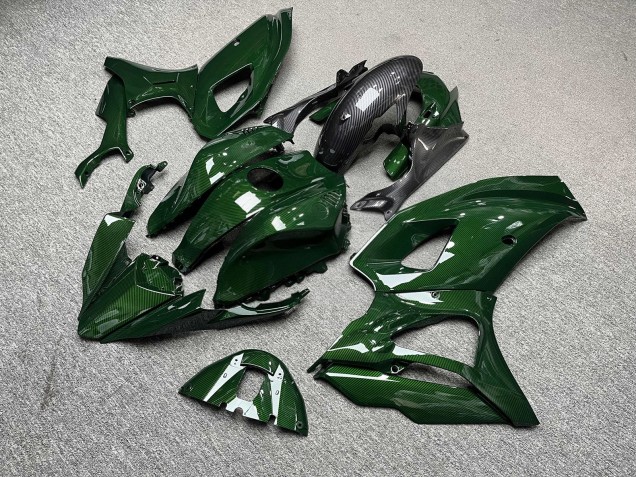 Purchase 2021-2024 Glossy Green & Black Carbon Fiber Style Yamaha R7 Motorcycle Fairings UK