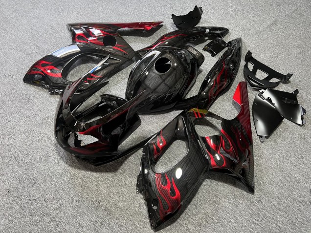 Purchase 1996-2007 Glossy Black Red Flame Yamaha YZF600R Thundercat Motorcycle Fairings UK