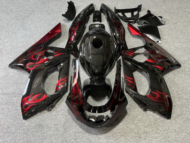 Purchase 1996-2007 Glossy Black Red Flame Yamaha YZF600R Thundercat Motorcycle Fairings UK