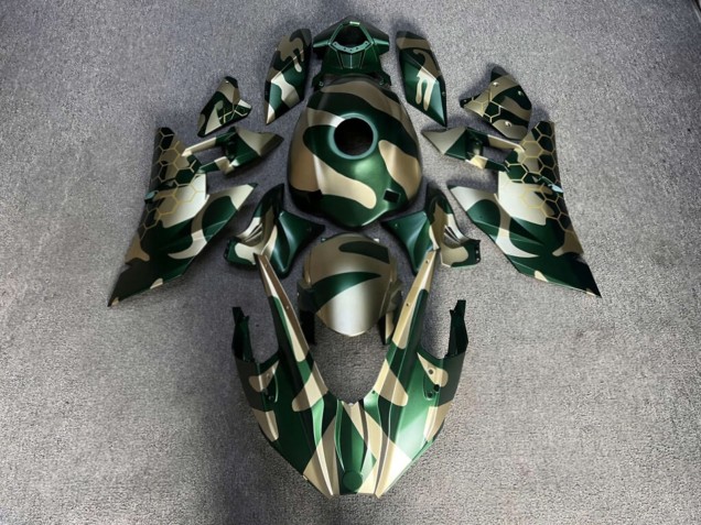 Purchase 2015-2022 Matte Green & Gold Camo with Honeycomb Pattern Kawasaki Ninja H2 Motorcycle Fairings UK