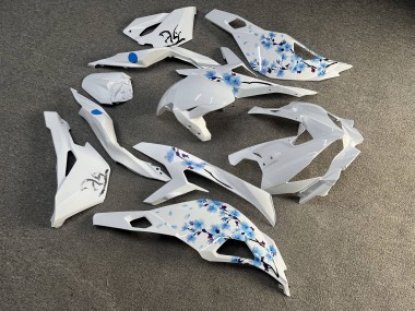 Purchase 2019-2026 Glossy White with Blue Cherry Blossom Kawasaki ZX4R ZX-4RR Motorcycle Fairings UK