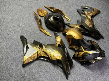 Purchase 2019-2026 Glossy Gold Carbon Fiber Style with Gold Roses Kawasaki ZX4R ZX-4RR Motorcycle Fairings UK