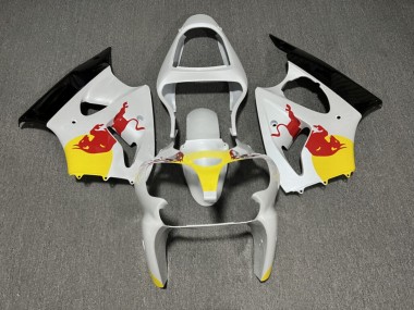 Purchase 2000-2002 Pearl White Glossy Black Bull Kawasaki ZX6R Motorcycle Fairings UK