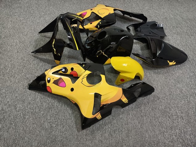 Purchase 2003-2004 Glossy Black Yellow Anime Kawasaki ZX6R Motorcycle Fairings UK