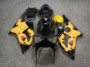 Purchase 2003-2004 Glossy Black Yellow Anime Kawasaki ZX6R Motorcycle Fairings UK