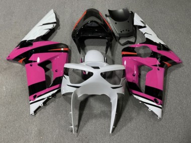 Purchase 2003-2004 Glossy Pink White Kawasaki ZX6R Motorcycle Fairings UK