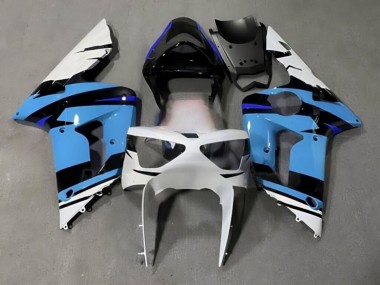 Purchase 2003-2004 Glossy Sky Blue with White Kawasaki ZX6R Motorcycle Fairings UK