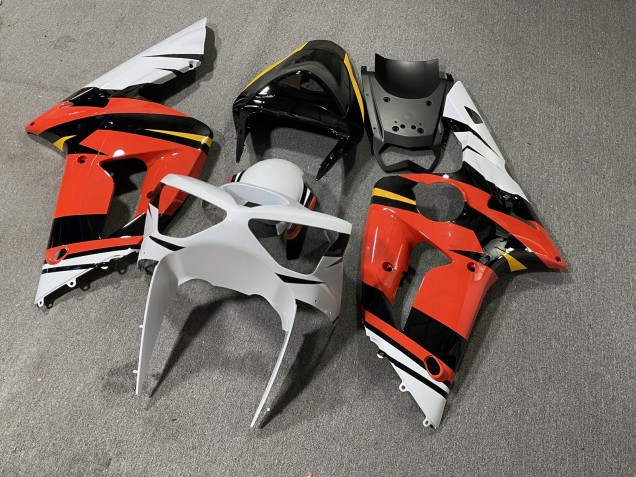 Purchase 2003-2004 Glossy Orange White Kawasaki ZX6R Motorcycle Fairings UK