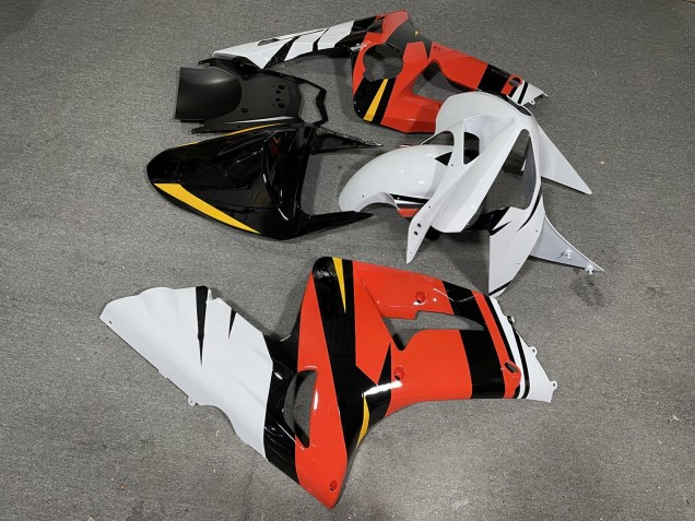 Purchase 2003-2004 Glossy Orange White Kawasaki ZX6R Motorcycle Fairings UK
