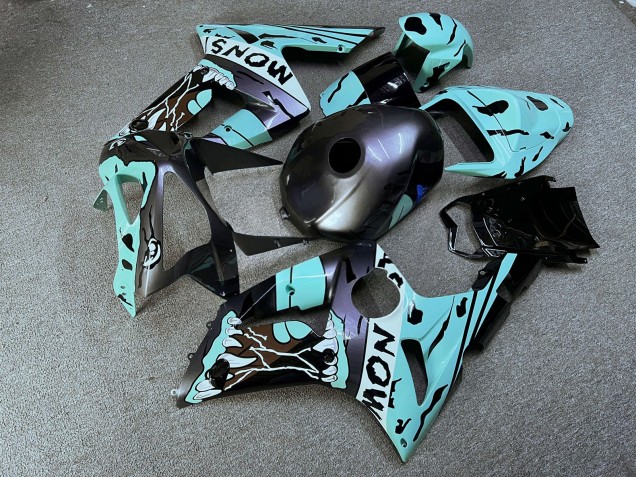 Purchase 2003-2004 Glossy Grey Teal Monster Kawasaki ZX6R Motorcycle Fairings UK