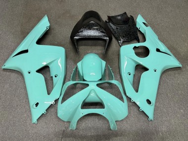 Purchase 2003-2004 Glossy Cyan Plain Forged Carbon Fiber Style Kawasaki ZX6R Motorcycle Fairings UK