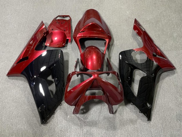 Purchase 2003-2004 Glossy Red Black Kawasaki ZX6R Motorcycle Fairings UK