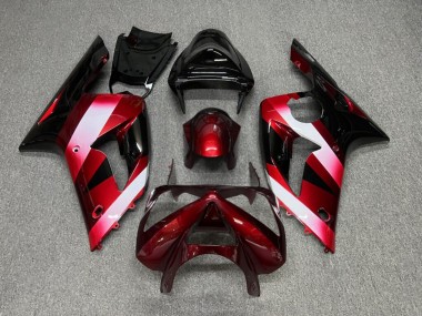 Purchase 2003-2004 Glossy Red Black Stripe Kawasaki ZX6R Motorcycle Fairings UK