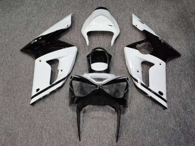 Purchase 2003-2004 Glossy White Black Kawasaki ZX6R Motorcycle Fairings UK