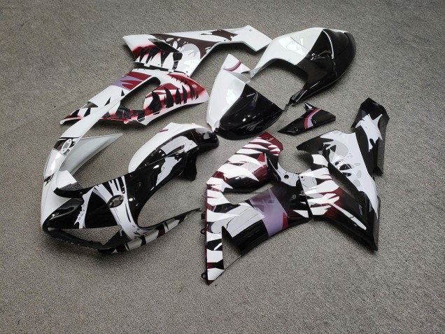 Purchase 2005-2006 Glossy White Black Venom Split Kawasaki ZX6R Motorcycle Fairings UK