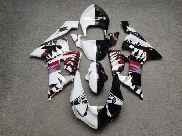 Purchase 2005-2006 Glossy White Black Venom Split Kawasaki ZX6R Motorcycle Fairings UK