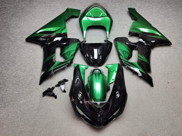 Purchase 2005-2006 Glossy Black Green Kawasaki ZX6R Motorcycle Fairings UK