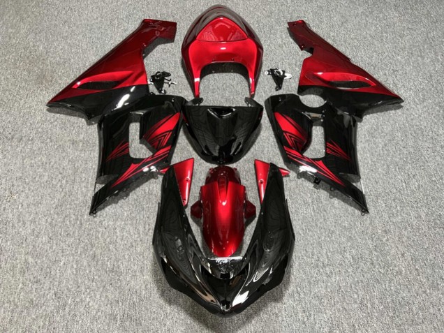 Purchase 2005-2006 Glossy Black & Red Kawasaki ZX6R Motorcycle Fairings UK