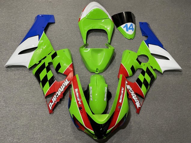 Purchase 2005-2006 Green Red White Blue Motocard Kawasaki ZX6R Motorcycle Fairings UK