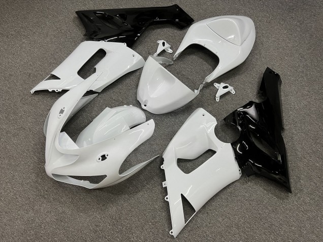 Purchase 2005-2006 Glossy White Black Kawasaki ZX6R Motorcycle Fairings UK