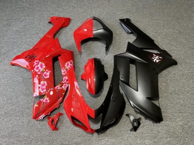 Purchase 2007-2008 Matte Black Glossy Red with Pink Cherry Blossom Split Kawasaki ZX6R Motorcycle Fairings UK