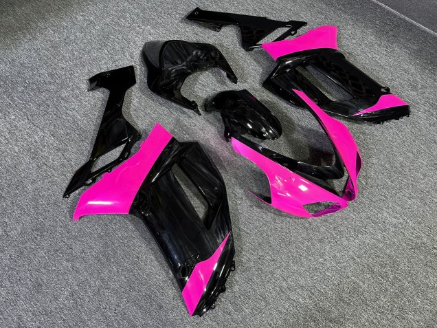 Purchase 2007-2008 Glossy Black Pink Kawasaki ZX6R Motorcycle Fairings UK