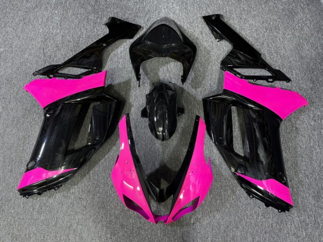 Purchase 2007-2008 Glossy Black Pink Kawasaki ZX6R Motorcycle Fairings UK