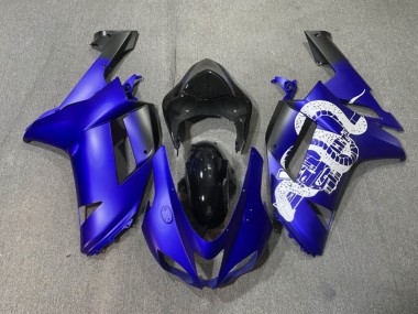 Purchase 2007-2008 Matte Blue Glossy Black Kawasaki ZX6R Motorcycle Fairings UK