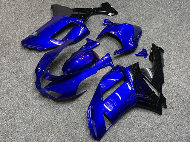 Purchase 2007-2008 Glossy Blue Black Flame Kawasaki ZX6R Motorcycle Fairings UK