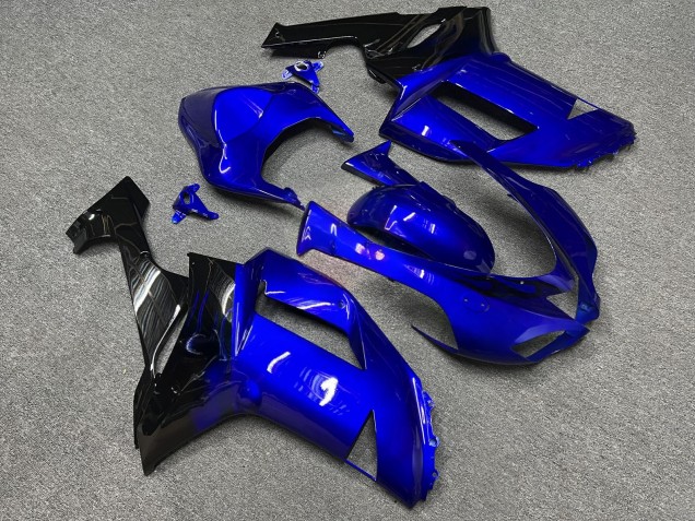 Purchase 2007-2008 Glossy Blue Black Flame Kawasaki ZX6R Motorcycle Fairings UK