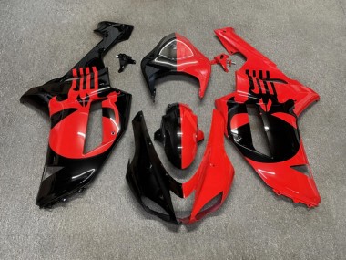 Purchase 2007-2008 Glossy Red Black Skull Split Kawasaki ZX6R Motorcycle Fairings UK
