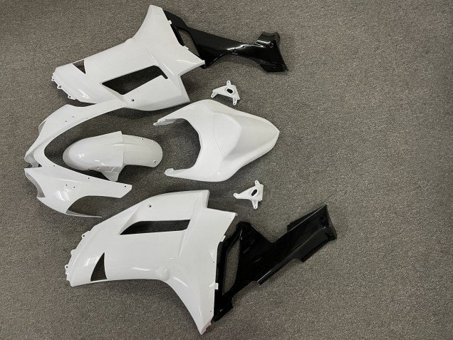 Purchase 2007-2008 Glossy White Black Kawasaki ZX6R Motorcycle Fairings UK