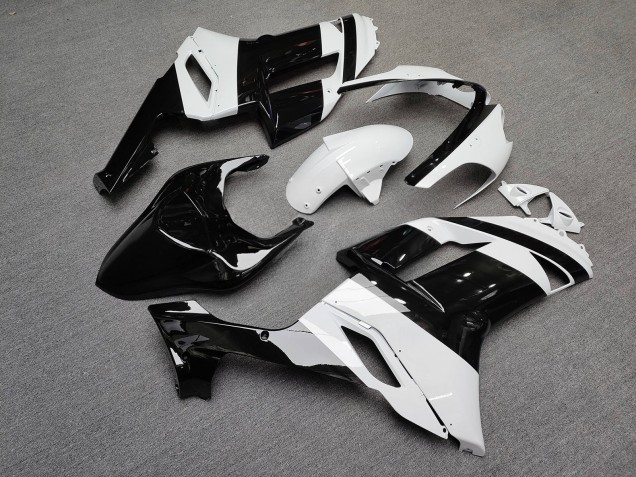 Purchase 2007-2008 Glossy White Black Kawasaki ZX6R Motorcycle Fairings UK