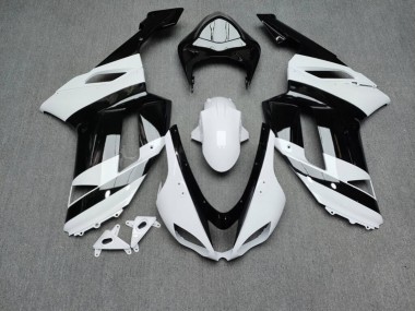 Purchase 2007-2008 Glossy White Black Kawasaki ZX6R Motorcycle Fairings UK