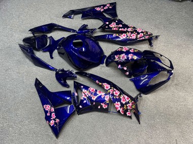 Purchase 2009-2012 Glossy Blue with Pink Cherry Blossom Kawasaki ZX6R Motorcycle Fairings UK