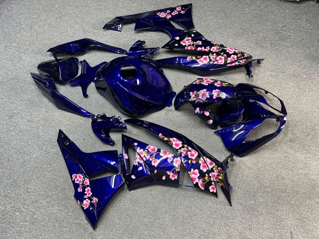 Purchase 2009-2012 Glossy Blue with Pink Cherry Blossom Kawasaki ZX6R Motorcycle Fairings UK
